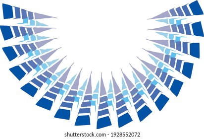 Blue arch on the white. Blue arch in the form of arrows with free space for backgrounds and textures, prints, wallpaper, textiles, prints and posters, etc.