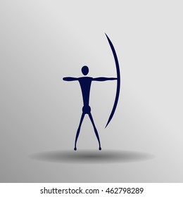 blue Archery icon button logo symbol concept high quality on the gray background
