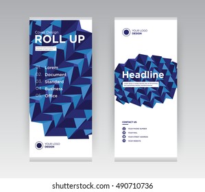 Blue architecture modern Creative Abstract Shapes Business Roll Up Banner Stand brochure flyer flat design template with new trend concept. Cover presentation. Corporate. Layout. Stock vector. EPS