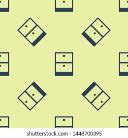 Blue Archive papers drawer icon isolated seamless pattern on white background. Drawer with documents. File cabinet drawer. Office furniture.  Vector Illustration