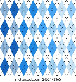 Motif argyle bleu. Argyle  motif de Image vectorielle. Motif argyle. Motif géométrique harmonieux de vêtements, papier à envelopper, arrière-plan, arrière-plan, carte cadeau, pull.