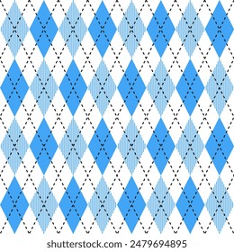 Blue argyle pattern. Argyle vector pattern. Argyle pattern. Seamless geometric pattern for clothing, wrapping paper, backdrop, background, gift card, sweater.