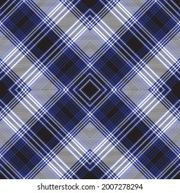 Blue Argyle Plaid Tartan strukturiert Nahtlose Muster-Design für Modetextilien und Grafiken