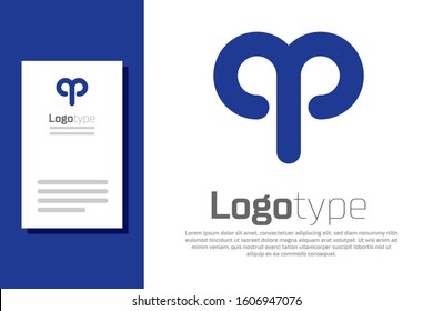 Blue Aries zodiac sign icon isolated on white background. Astrological horoscope collection. Logo design template element. Vector Illustration