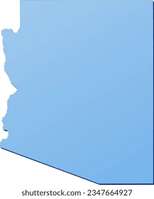 Blue Arizona map with a depth effect isolated on a white background