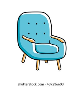 Blue armchair icon isolated.