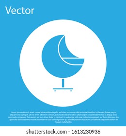 Blue Armchair icon isolated on blue background. White circle button. Vector Illustration