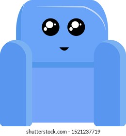 Blue armchair, illustration, vector on white background.