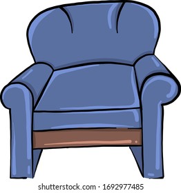 Blue armchair, illustration, vector on white background