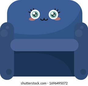 Blue armchair, illustration, vector on white background