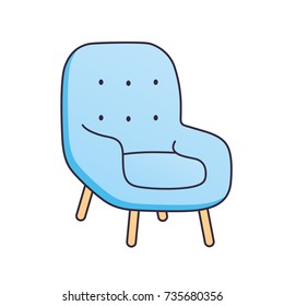 Blue armchair isolated