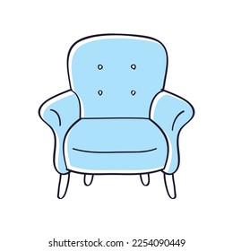 Blue armchair isolated vector illustration
