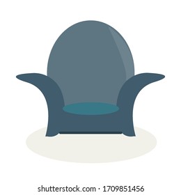 Blue armchair on white background. Element of interior. Home furniture element. Modern style