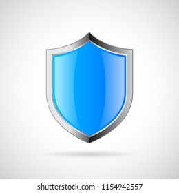 Blue armor shield vector icon illustration isolated on white background