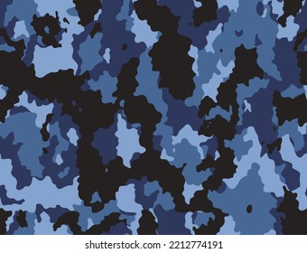 Blue Army Camouflage Pattern Dark Texture Stock Vector (Royalty Free ...