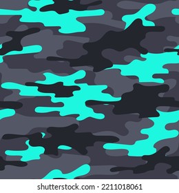 Blue Army Camouflage. Seamless Print On Clothing Or Print