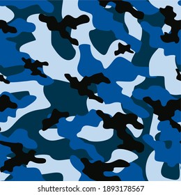 blauer Armeekomouflage-Vektorgrafik nahtloser Druck