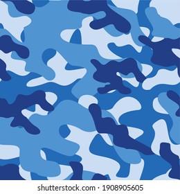 blue army camouflage vector seamless print