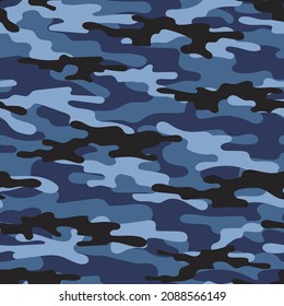 impresión de camuflaje vectorial del ejército azul, patrón sin fisuras para la banda de la cabeza de la ropa o la impresión.