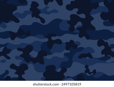 blue army vector camouflage seamless design, dark fashion print, street design