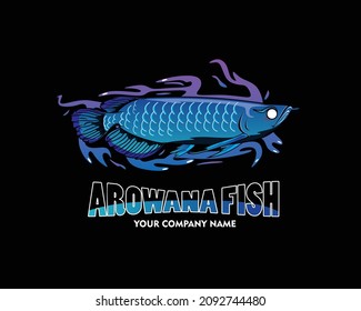 Blue arowana mascot logo design