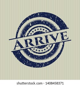 Blue Arrive distressed rubber stamp