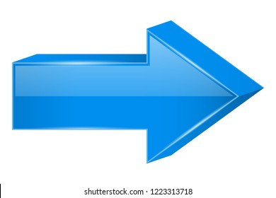 Blue arrow. 3d Next icon. Vector illustration isolated on white background