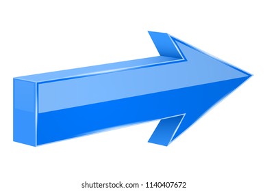 Blue arrow. 3d next sign. Vector illustration isolated on white background