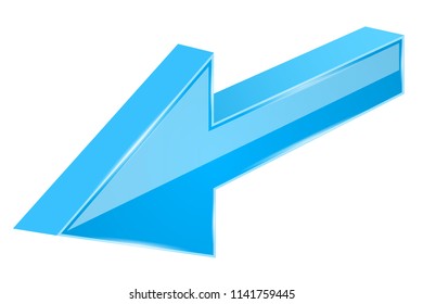 Blue arrow. 3d previous sign. Vector illustration isolated on white background
