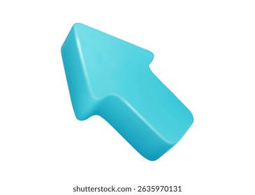 Blue arrow 3d vector up icon isolated. Direction and arrows concept. Cartoon minimal style. Click cursor icon.