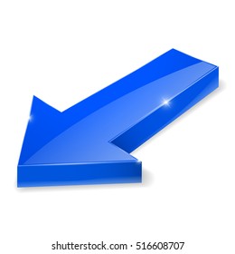 Blue arrow. 3d vector illustration isolated on white background