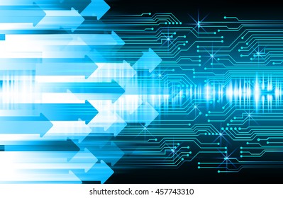 blue arrow abstract cyber future technology concept background, illustration, circuit, binary code.