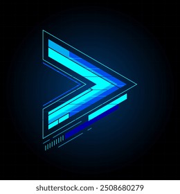 Blue arrow abstract geometric futuristic hud technology vector design.