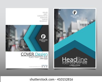 Blue arrow annual report brochure flyer design template vector, Leaflet cover presentation abstract flat background, layout in A4 size