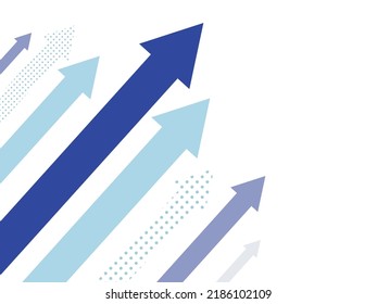 Blue arrow background rising to the right