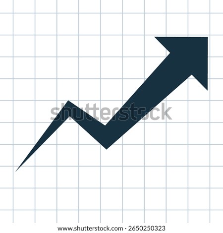  Blue arrow business graph going up grid background represent profit 3