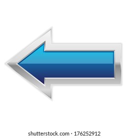 Blue arrow button with metallic border