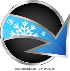 Blauer Pfeil in einem Kreis Klimaanlage Symbol