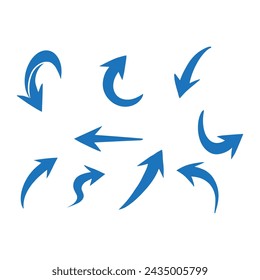 blue arrow collection isolated white background