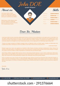 Blue arrow cover letter cv resume template design