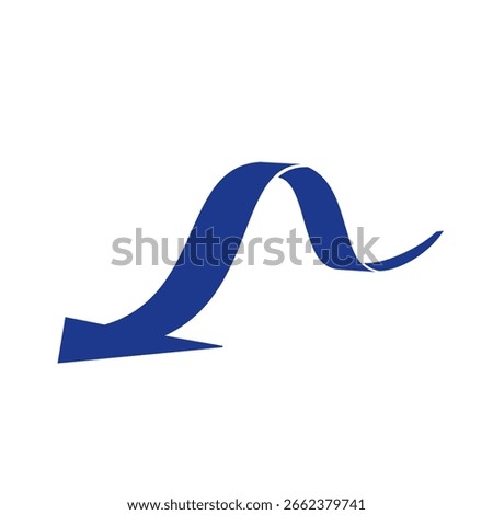 Blue Arrow Crawling on a Flat Surface, vector illustration isolated on white background, eps