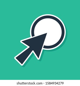 Blue Arrow cursor icon isolated on green background.  Vector Illustration