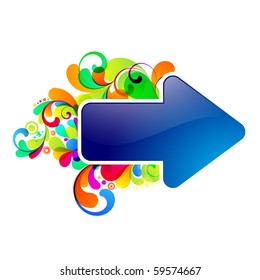 Blue arrow, decorated with colorful graphic. EPS10
