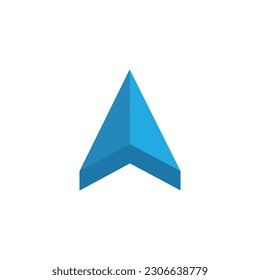 Blue arrow as direction navigator in compas and other gyroscope devices. User interface. Vector illustration.	
