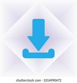blue arrow down icon. flat download sign isolated on grey.