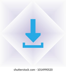 blue arrow down icon. flat download sign isolated on grey.
