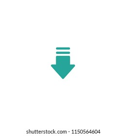 blue arrow down icon.  flat download sign isolated on white. point down button. south sign.