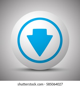 Blue Arrow Down icon on white sphere