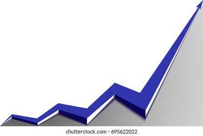 blue arrow graph goes up white background