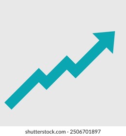 Blue Arrow Graph Pointing Upwards on Grey Background Representing Business and Economic Growth Increased Profit